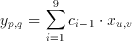 y_{p,q}=\sum ^{9}_{i=1}c_{i-1}\cdot x_{u,v}